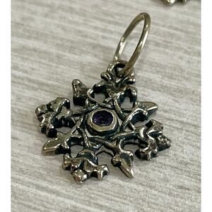 Love Heals Amethyst FEBRUARY Birthstone Snowflake White Bronze Charm LH95